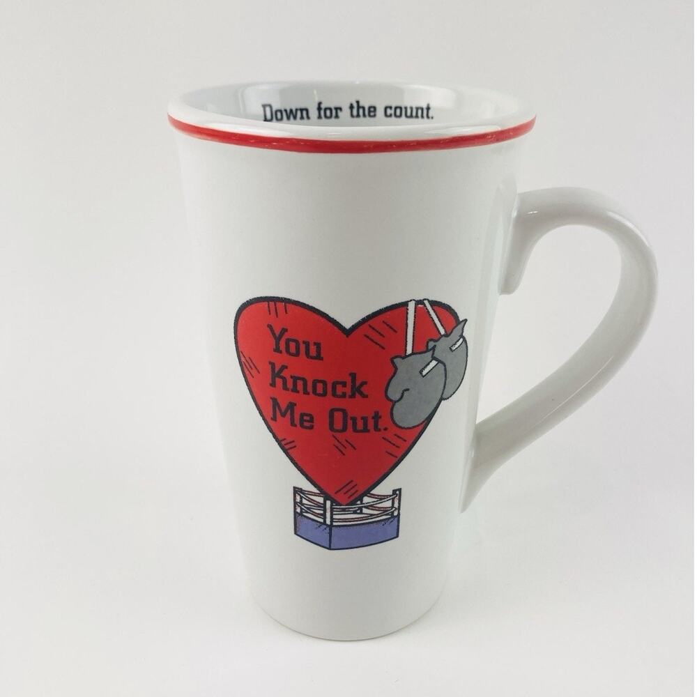 Russ Berrie Coffee Mug Tall Cup Boxing Ring Gloves Fighting Love Valentine Phili